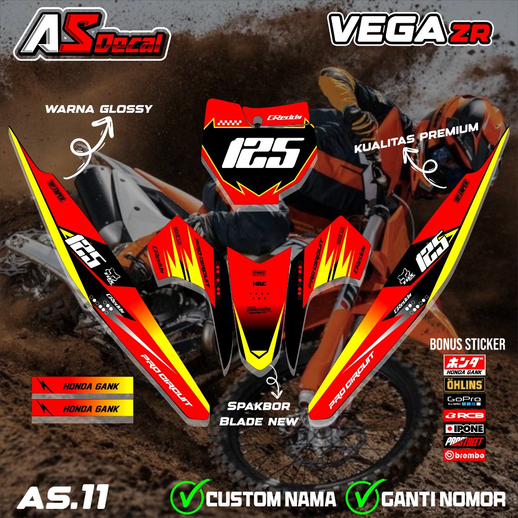( BISA COD ) STRIPING STIKER RBT VEGA ZR CUSTOM SUPERMOTO TERBARU AS.11