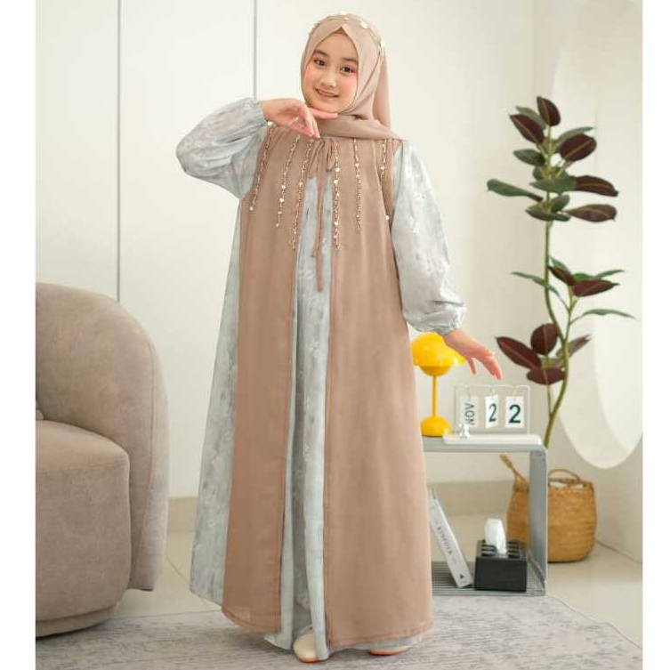 Hijrah Senandung Dress Kids Gamis Anak Armani Silk Gamis Anak Motif AH044
