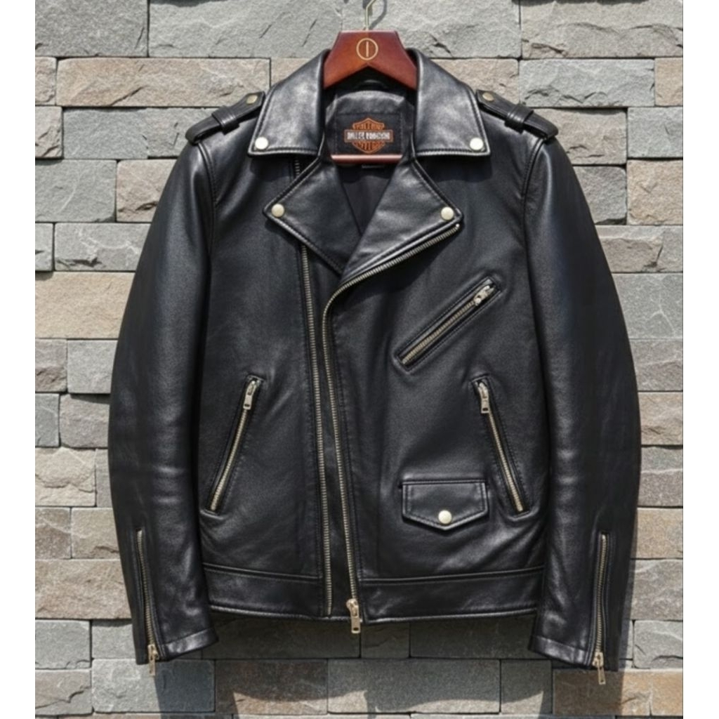 JAKET HARLEY DAVIDSON JAKET KULIT SAPI ASLI SERANGKEN BRAZIL JAKET MOTOR FASHION PRIA MENS LEATHER C