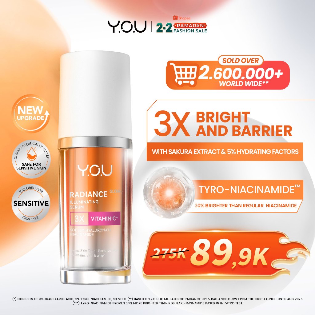 YOU Radiance Glow Illuminating Serum Niacinamide Vit C Ceramide Serum Brightening Dull Skin Kulit Ku