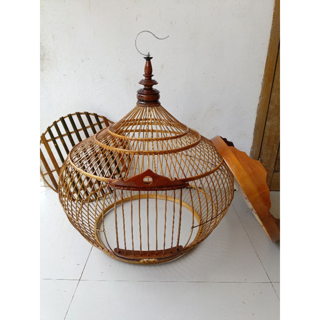 sangkar ayam hutan bahan bambu sudah plitur