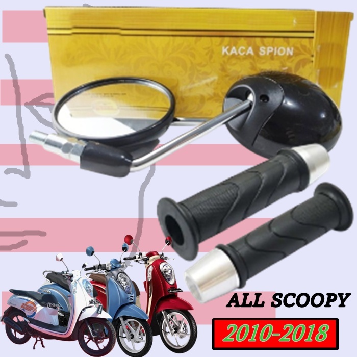 kaca spion set kanan kiri Scoopy Fi lama Scoopy karbu ( Random Color) Bonus Karet + Jalu CNC Chrome