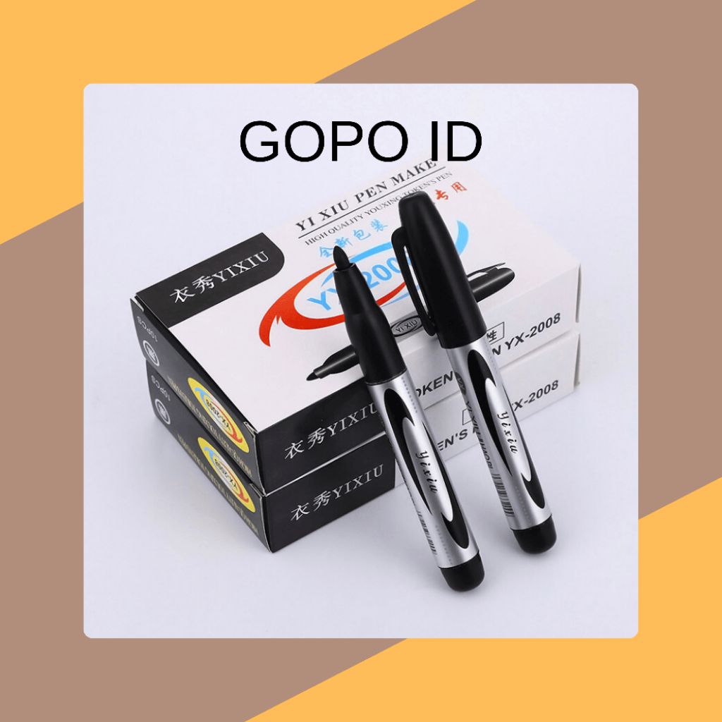 GOPO - Spidol Permanent Spidol Besar Hitam Kualitas Oke Permanen