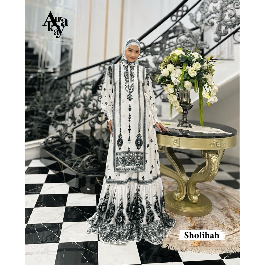 AURAKAY GAMIS SHOLIHAH 7703 SET HIJAB ORI BY AURAKAY