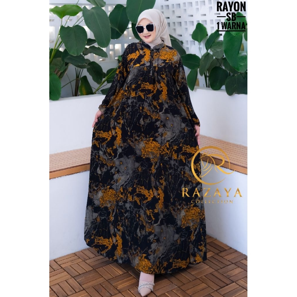 Gamis Rayon Premium Busui Motif Abstrak - Razaya