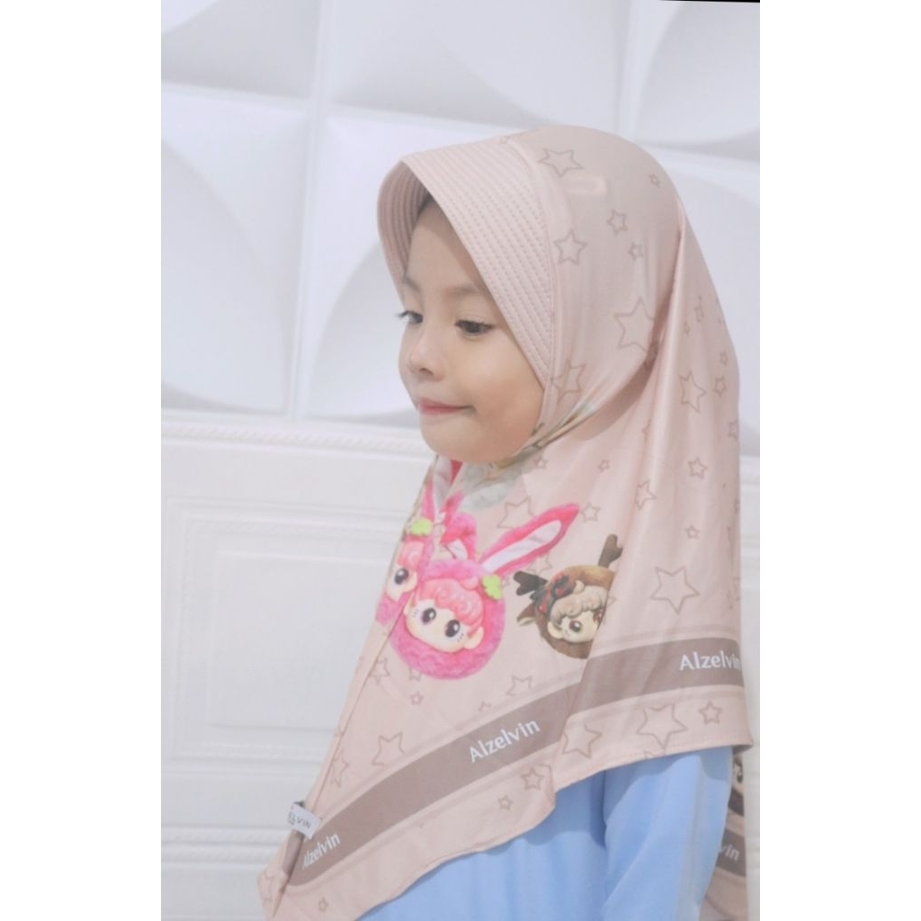 hijab anak motif/hijab anak instan/hijab printing/hijab instan