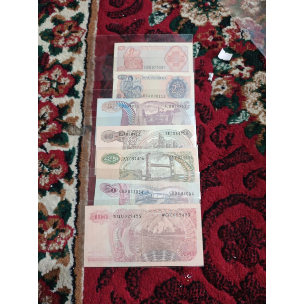 Koleksi set oeang kuno seri soedirman 1-100 rupiah tahun 1964