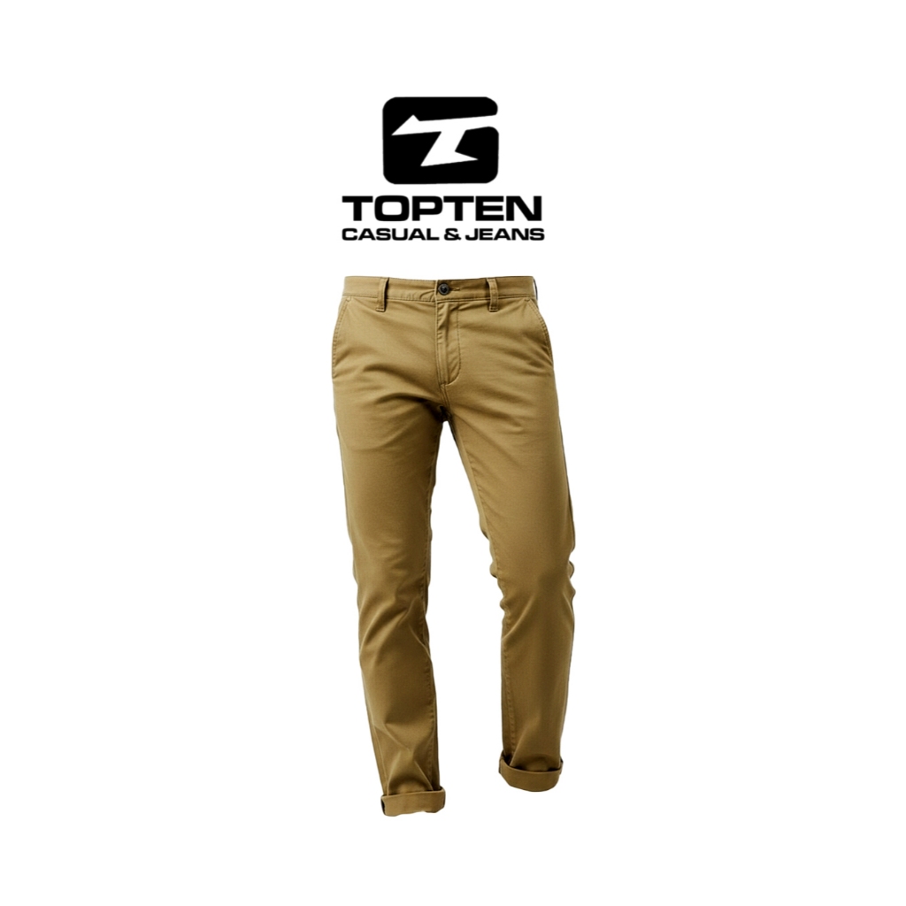 TOPTEN Celana Panjang Chino Pria Khaki Slim Fit