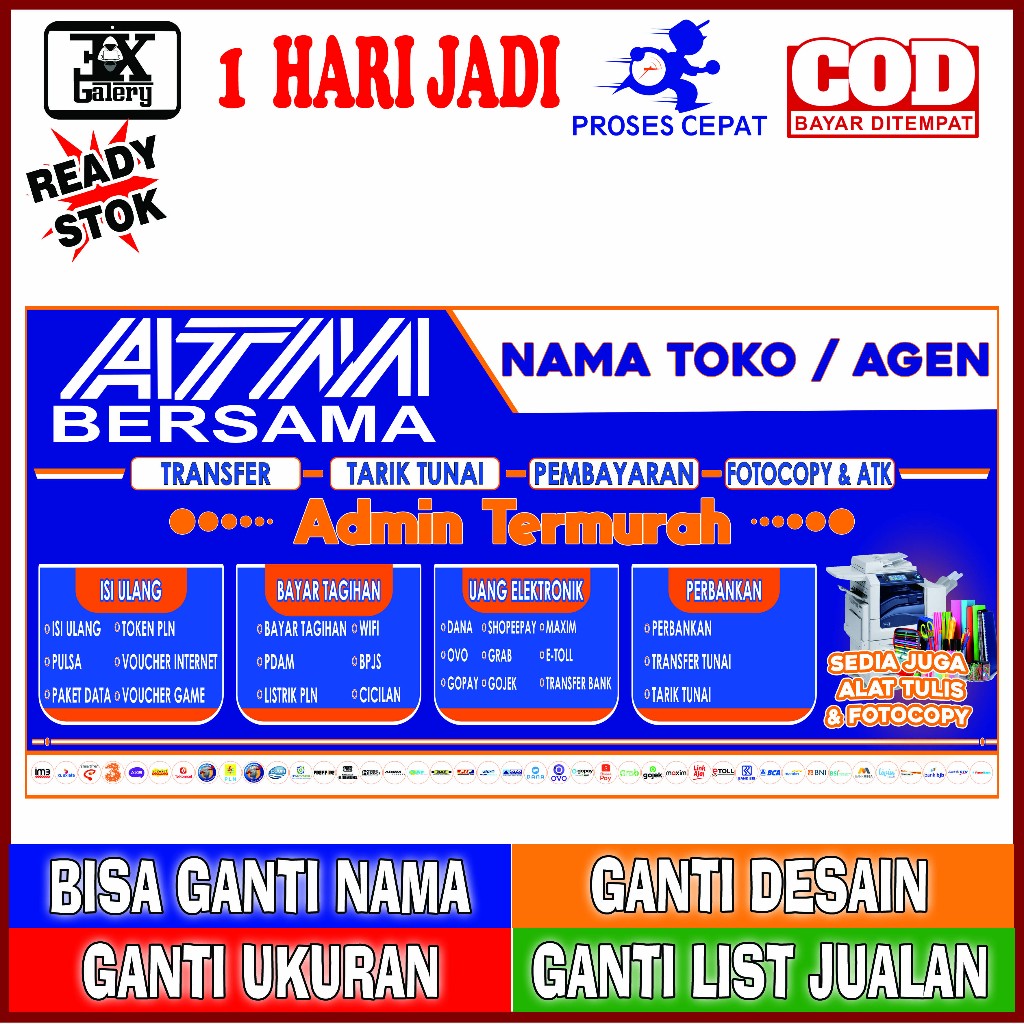 SPANDUK/BANNER konter pulsa/ATM mini BACKDROP KONTER/MINI ATM murahhh