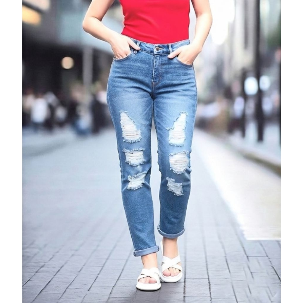 JEANS BOYFRIEND BF PUNNY-CYG RIPPED LITE BLUE & DARK BLUE - (gak tembus) Size: 28,29,30,31 ,BIG SALE