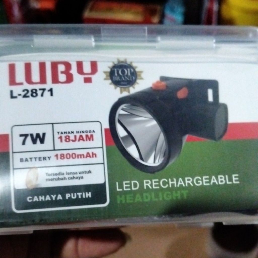 batre kepala luby 2871 7waat 18jam 1800mah cahaya putih