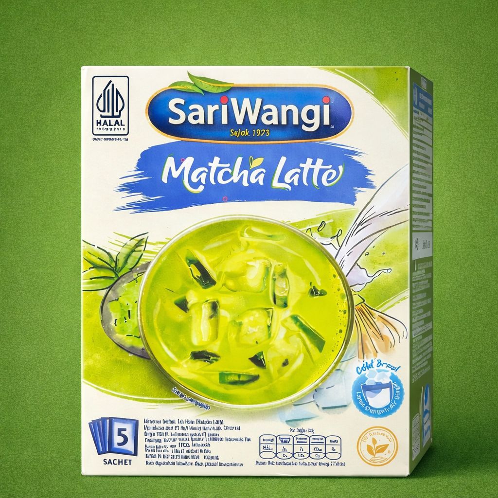 SariWangi Matcha Latte Box (5 Sachet x 22g) - Minuman Bubuk Teh Hijau Creamy - Cold Brew