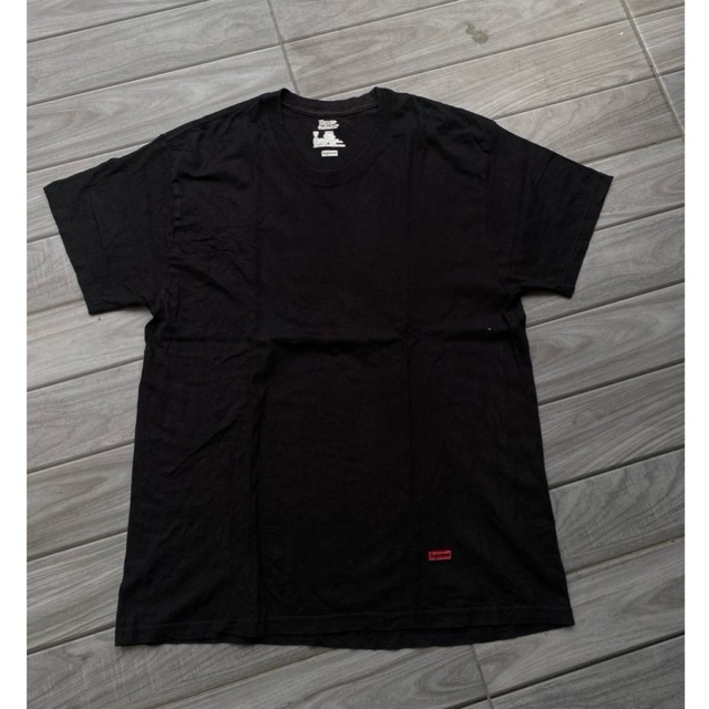 tshirt supreme x hanes blank tee black original