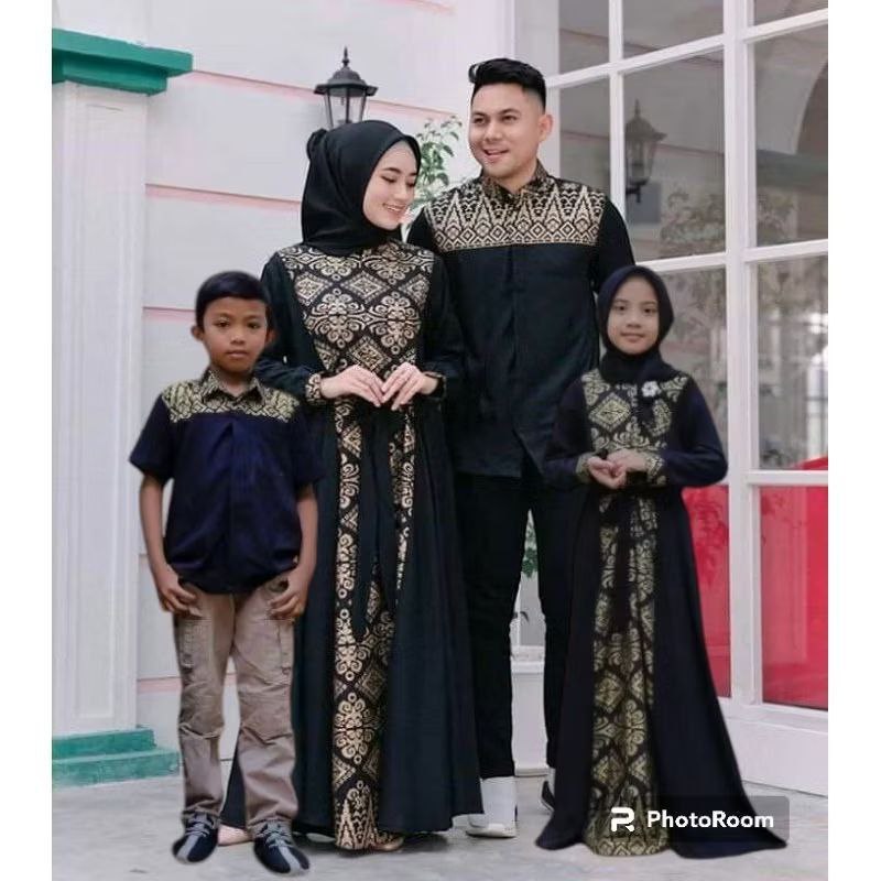 Couple Baju Keluarga Gamis Kombinasi Polos Sarimbit Lebaran baju dress anak terbaru