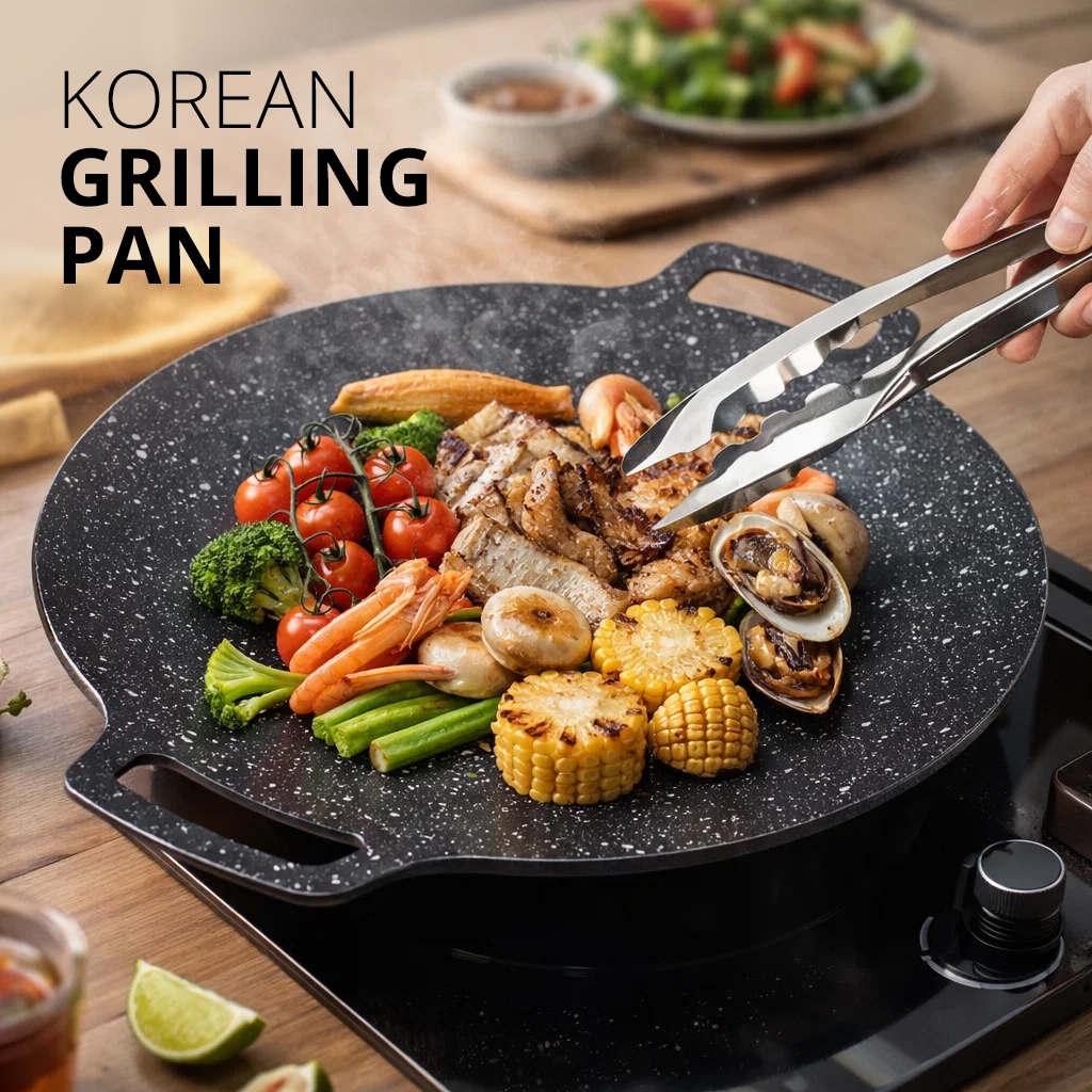 Wajan Grill Pan Korean Vaken 34cm - Anti Lengket & Multifungsi