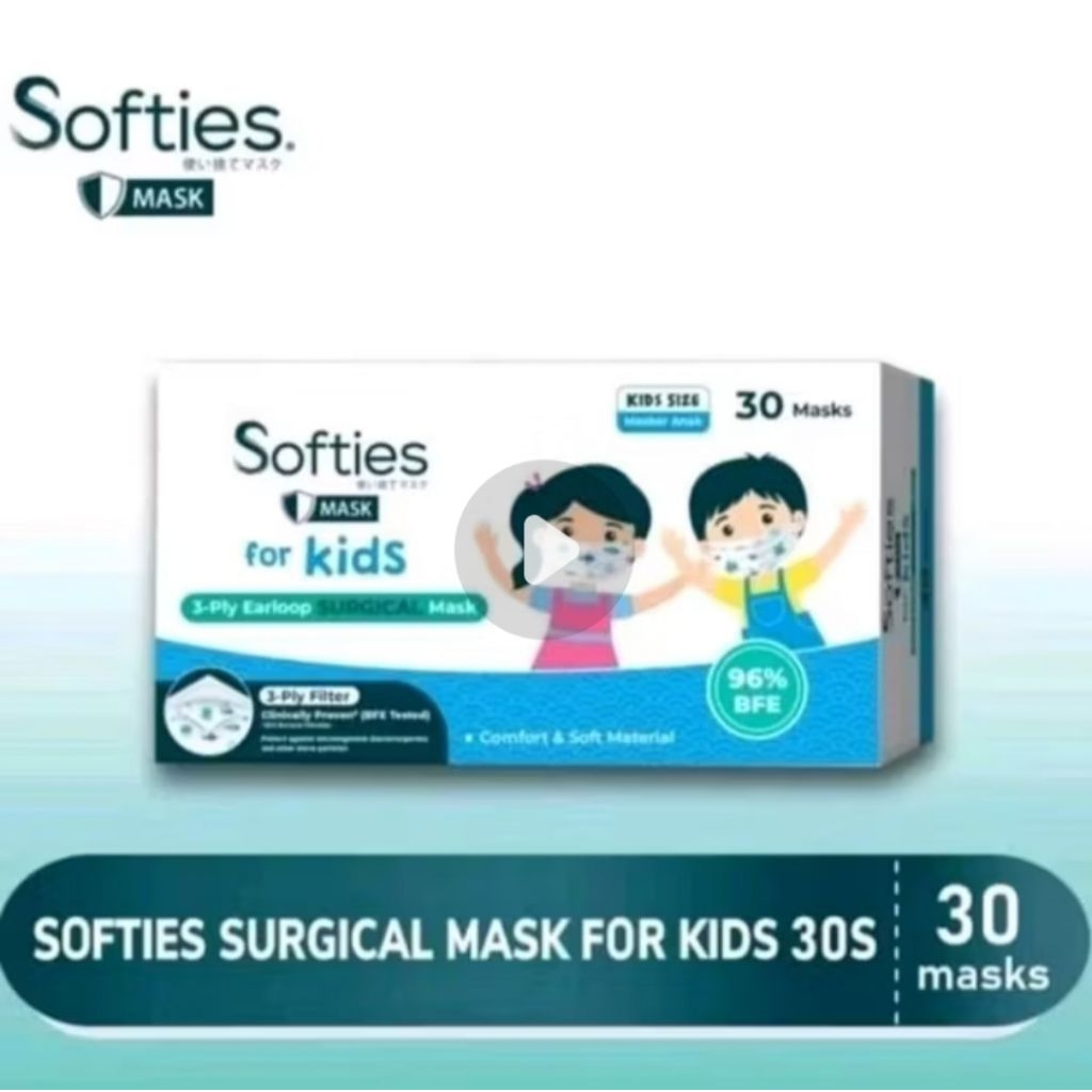 MASKER SOFTIES KIDS SURGICAL 30'S