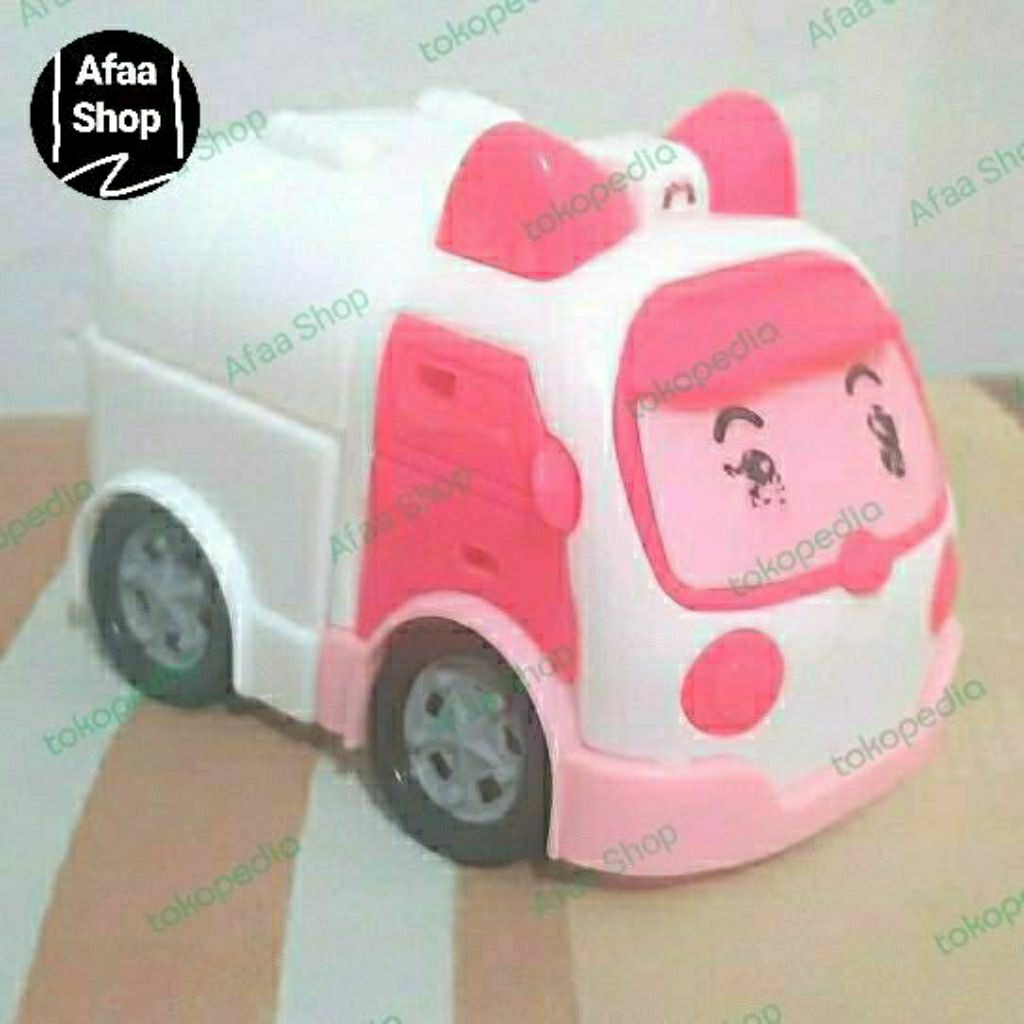 Mainan preloved robocar robot deformation transform mobil car pink