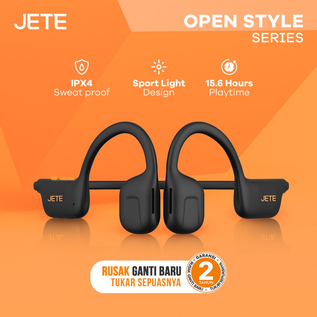 [NEW SEALED] Headset Lari Bluetooth Open Ear JETE Open Style With IPX4 OpenStyle Hitam Black