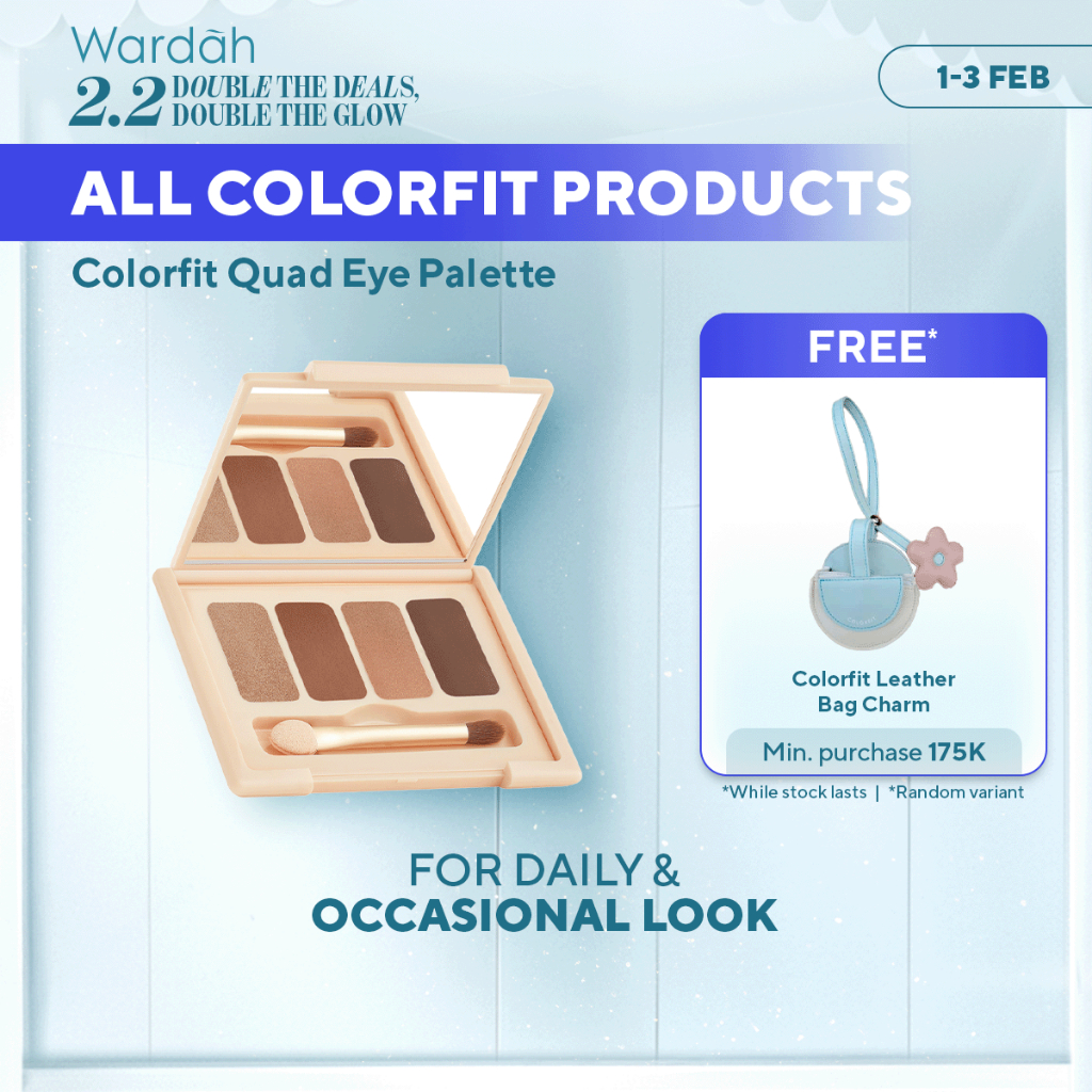 WARDAH Eyeshadow Colorfit Quad Eye Palette - Eyeshadow 4 in 1 Pigmented, Blendable, Mudah Digunakan 