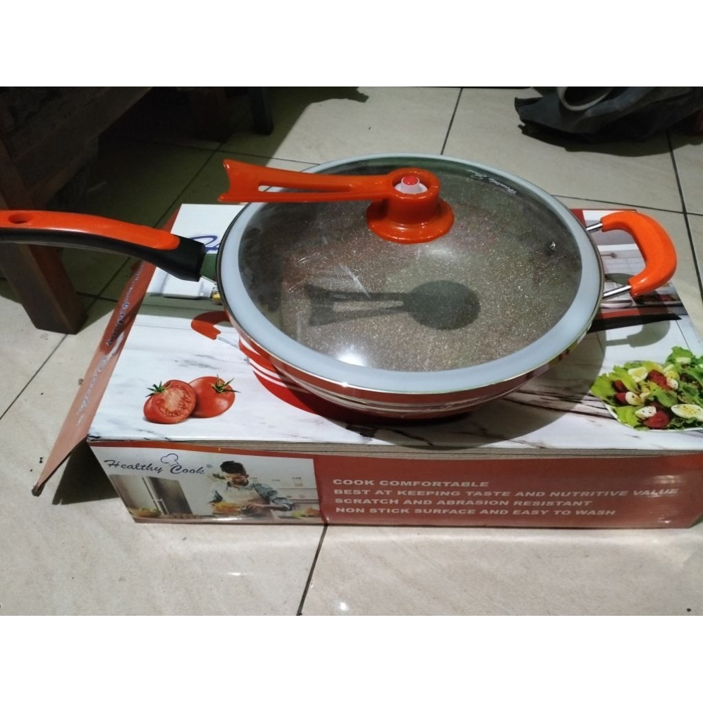 Wok healthy cook 30cm batu medis original