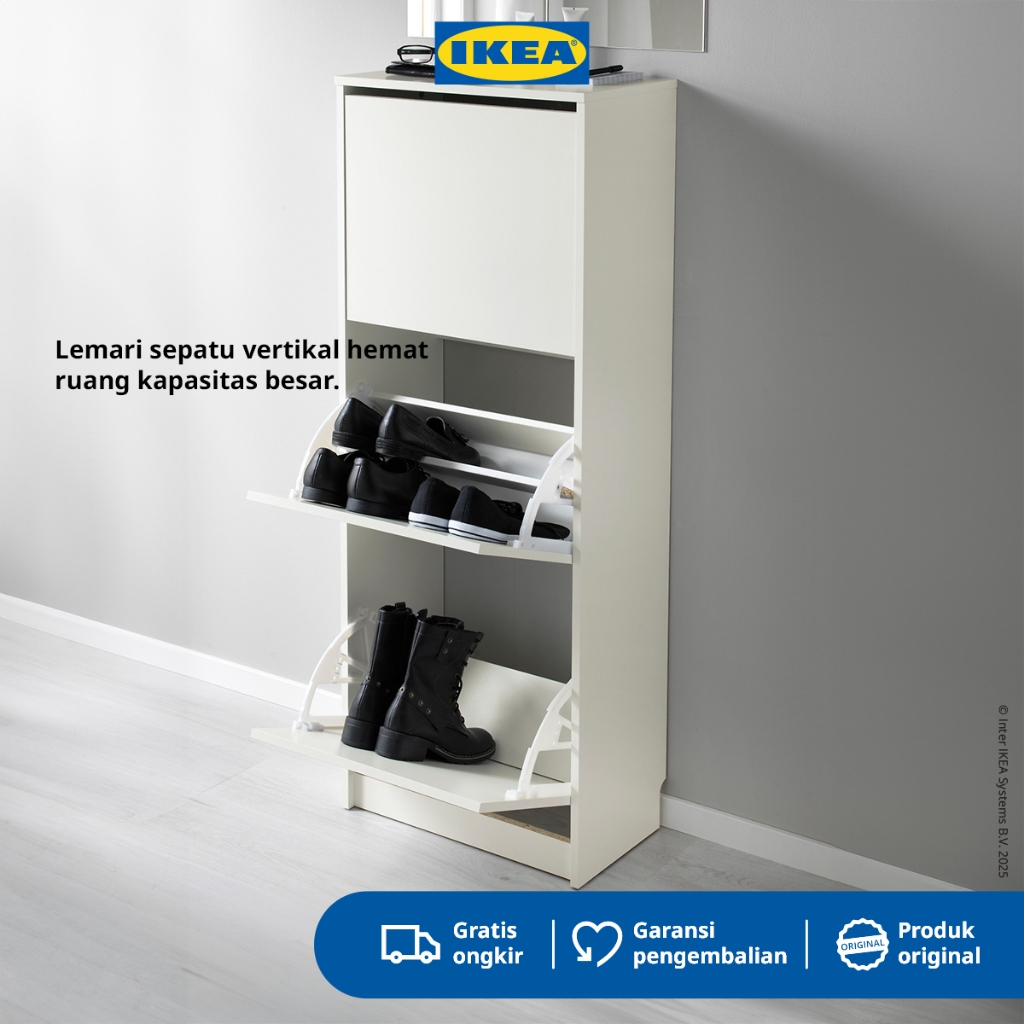 IKEA BISSA Rak Kabinet Sepatu Dengan 3 Kompartmen 49x28x135 cm