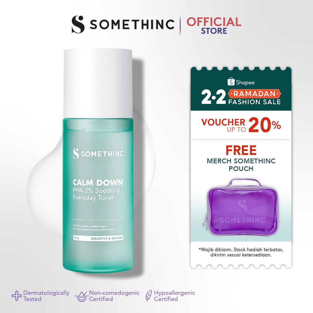 SOMETHINC Calm Down PHA 3% Soothing Everyday Toner  - Toner untuk Kulit Sensitif, Kemerahan, Kulit N