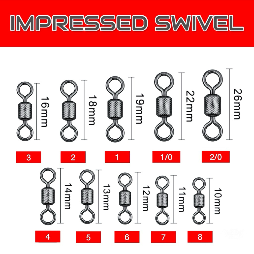 Impressed Swivel SW Kili Kili Pancing Rolling Swivel Impresed 1000pcs