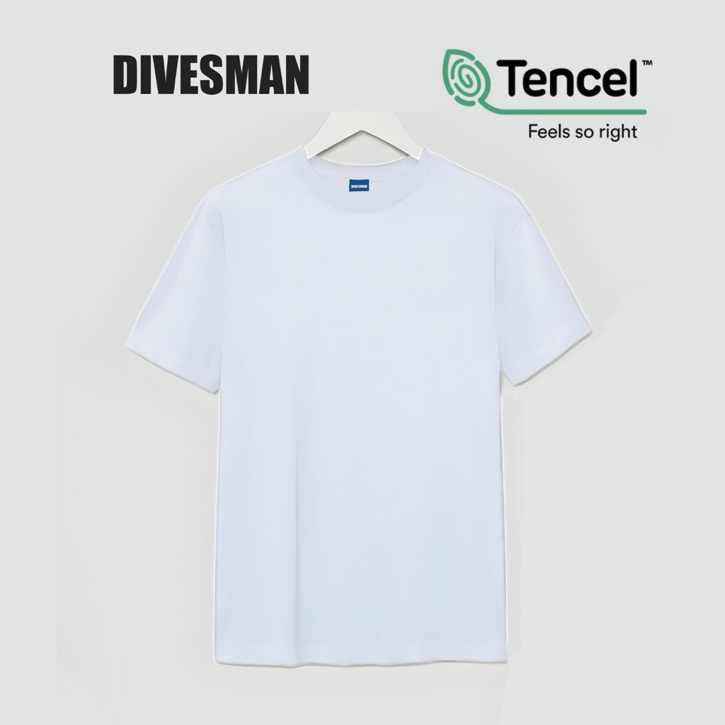 Divesman T-shirt Kaos Polos Tencel Modal Putih Unisex