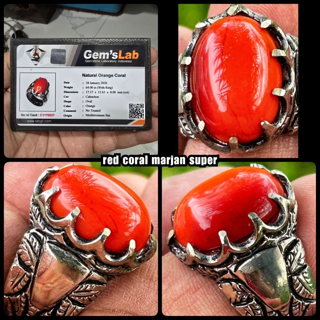 cincin batu akik merah marjan coral super kontes bos