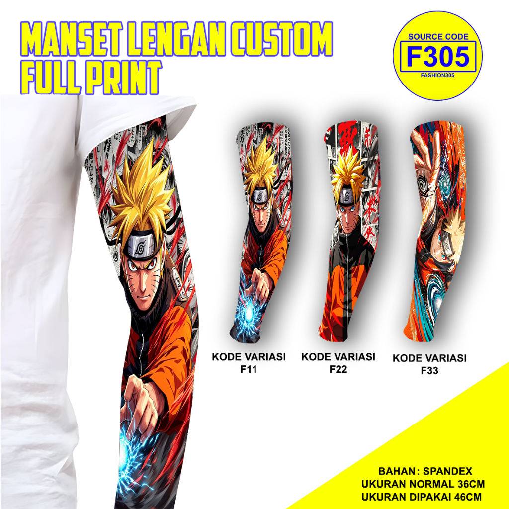 MANSET TANGAN SARUNG LENGAN MOTIF ANIME NARUTO UNISEX PRIA WANITA