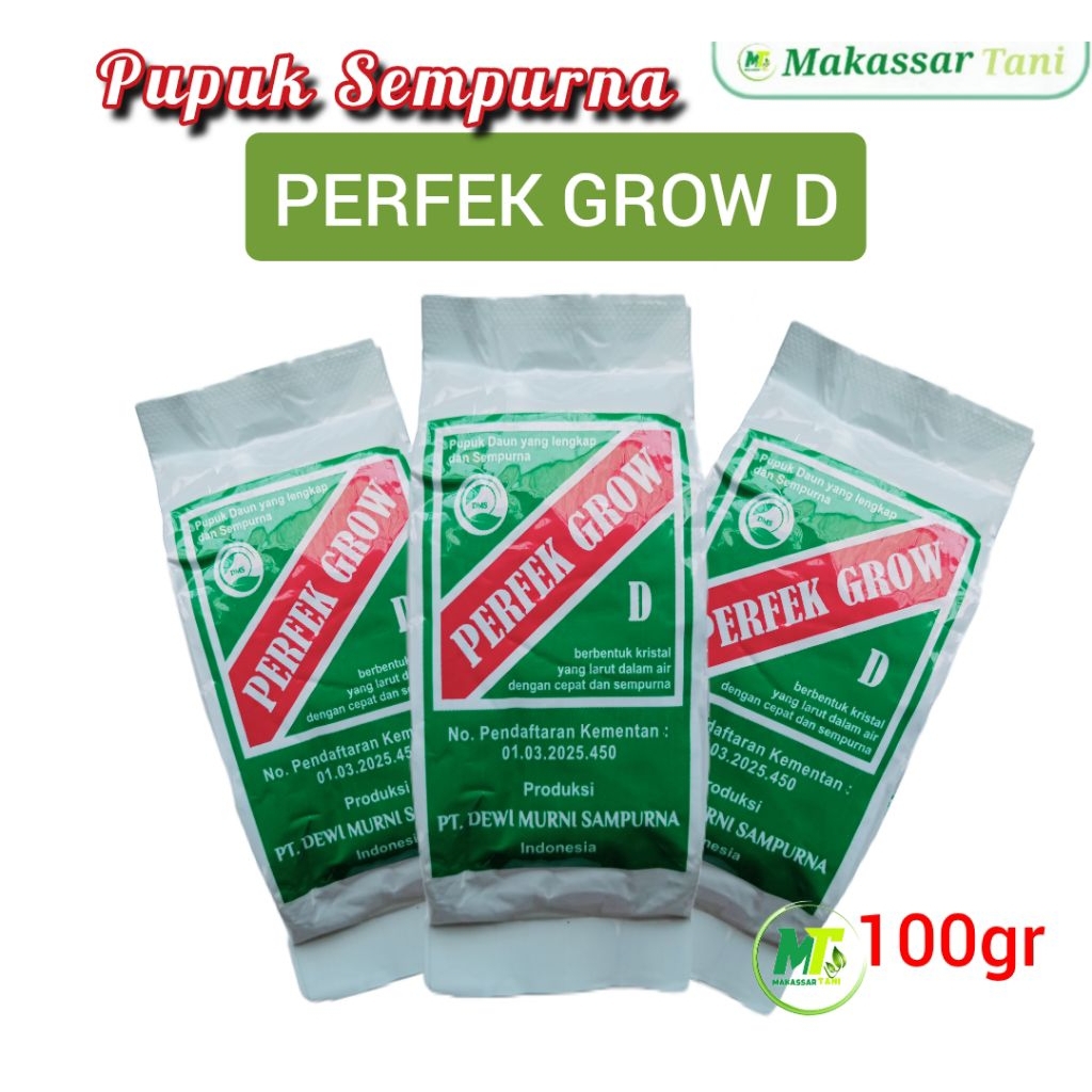 Pupuk Sempurna Perfek Grow D 100gr Asli Kemasan Pabrik
