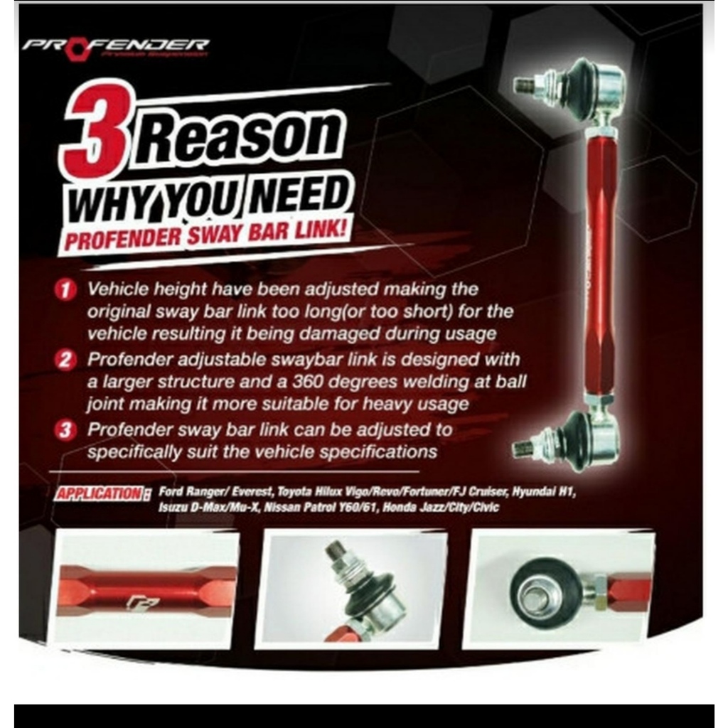 LINK STABILIZER SWAYBAR PROFENDER ISUZU MUX AJUSTABLE ORIGINAL THAILAND