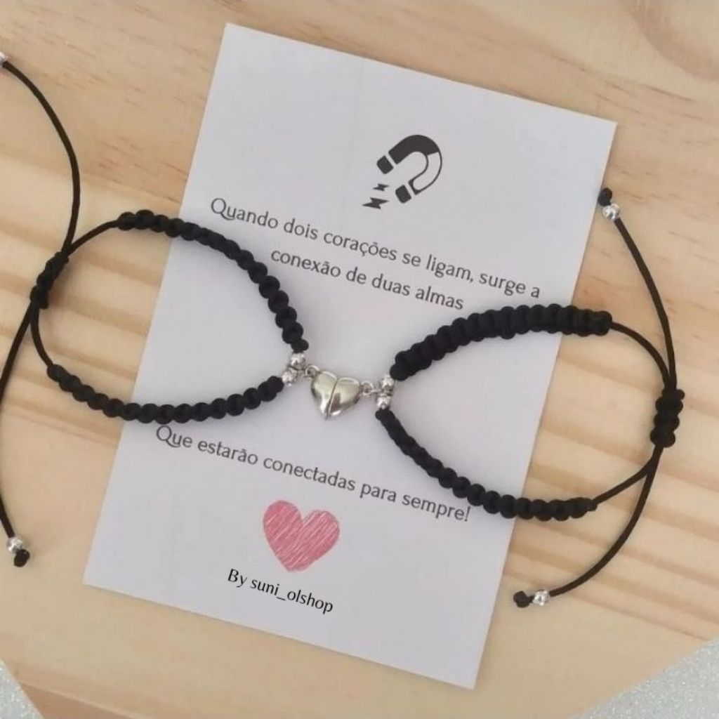 Gelang rajut hitam magnet love/Gelang persahabatan