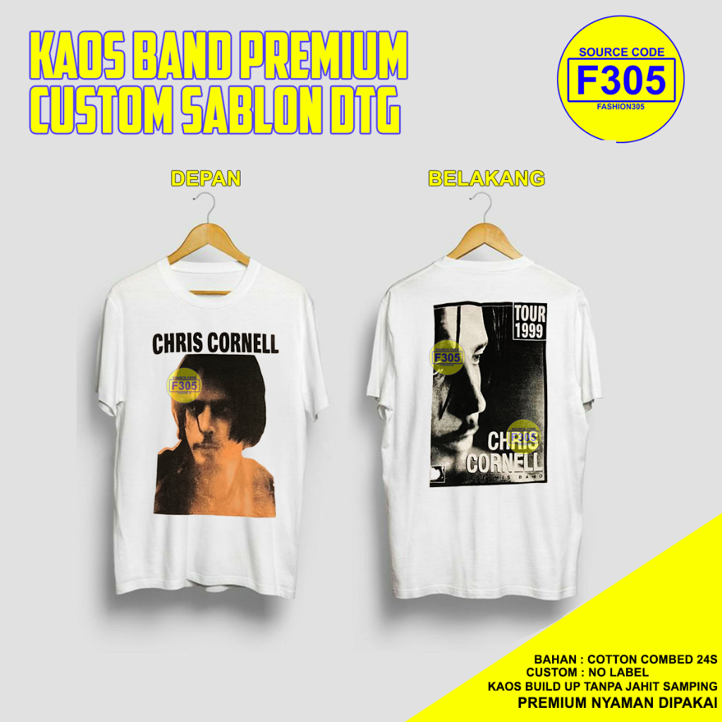 KAOS BAND VINTAGE CHRIS CORNELL PREMIUM CUSTOM SABLON DTG