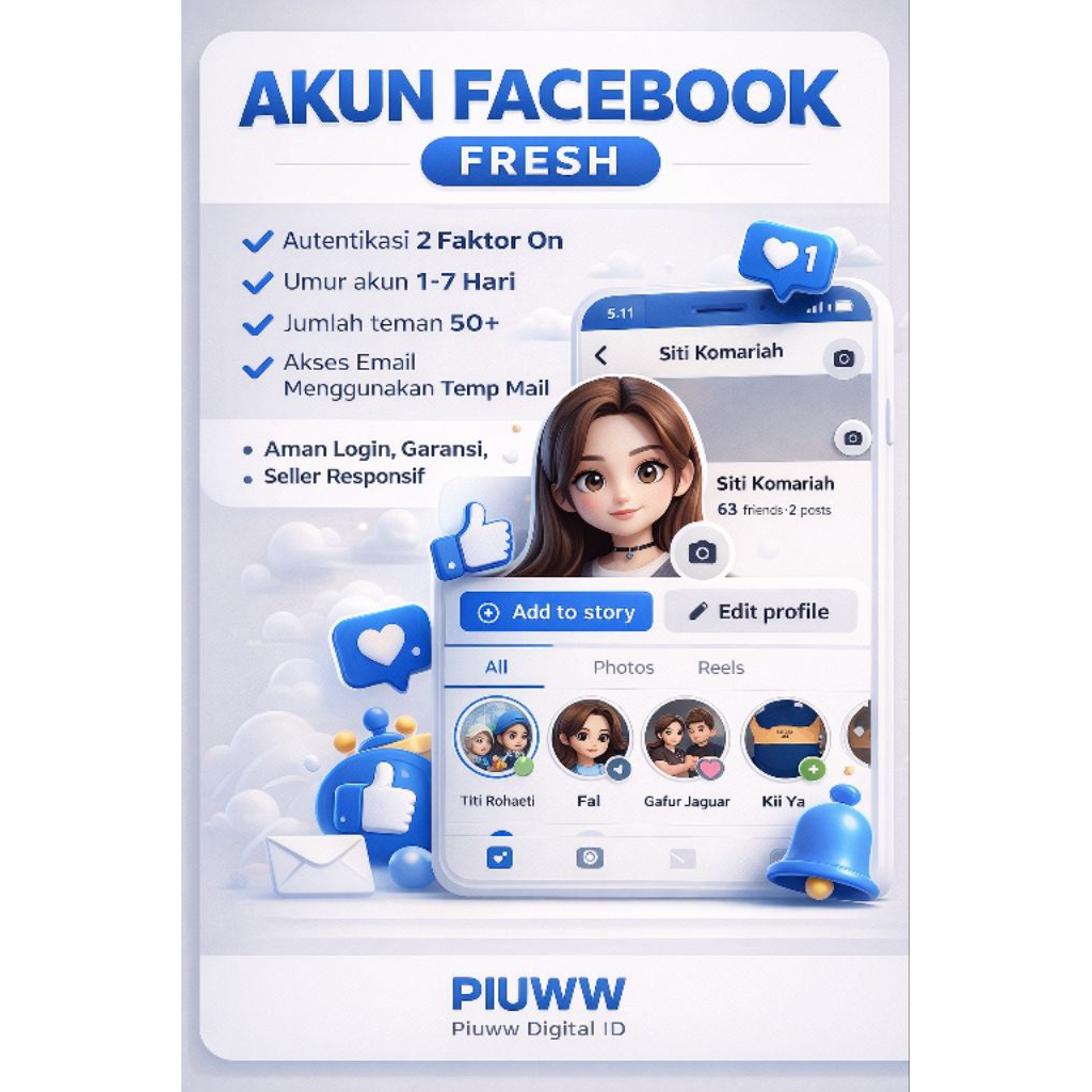 AKUN FB FRESH KHUSUS ( PRIBADI,SPAM,ADS,MARKETPLACE, PROFIL GANDA, DLL )