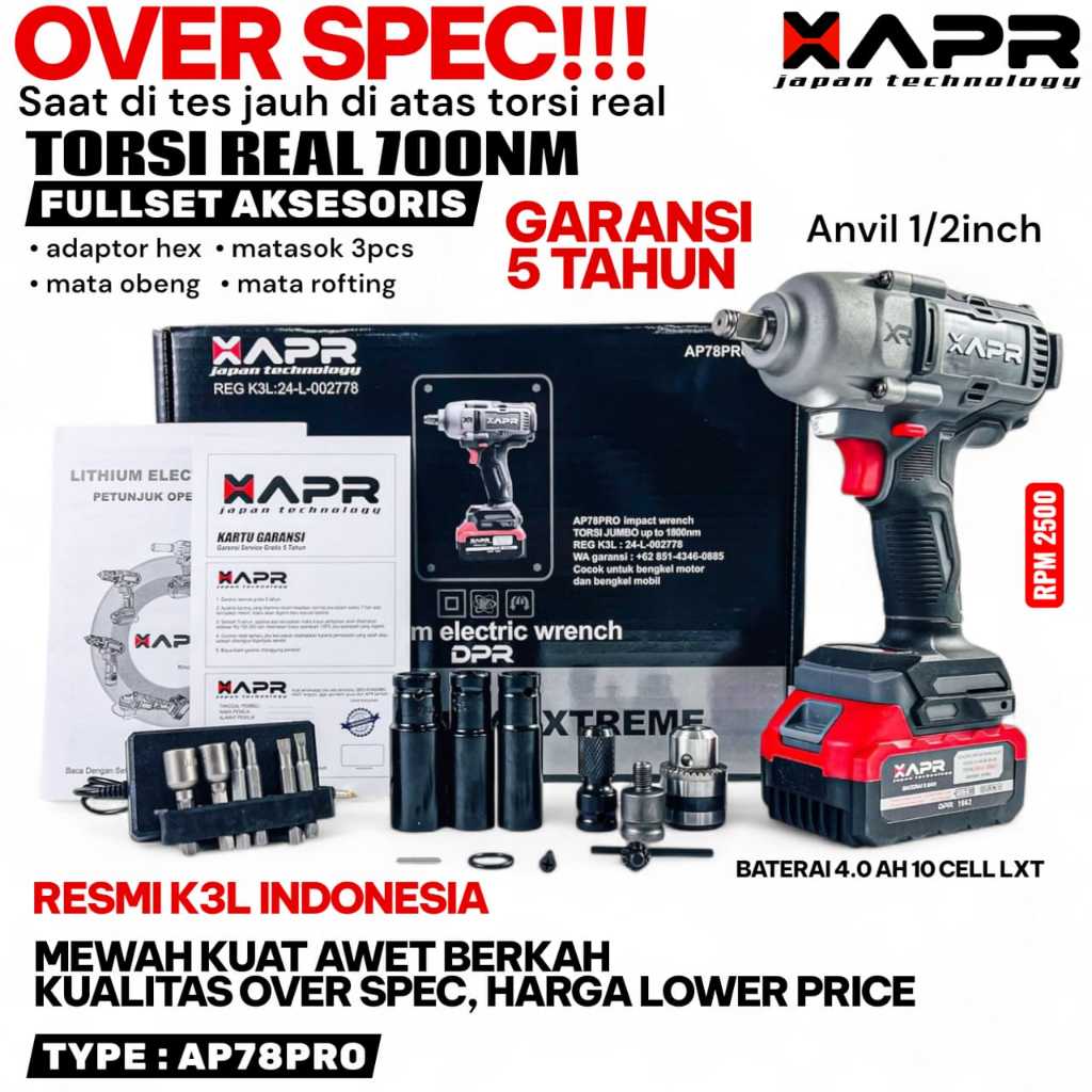 APR IMPACT WRENCH JUMBO APR AP78PRO 1800NM IMPACT KUAT MOBIL MOTOR CVT