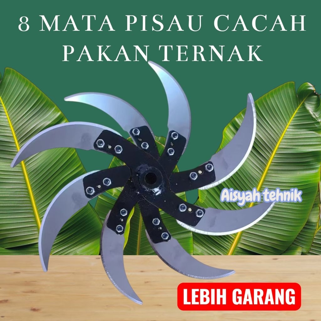 8 mata pisau cacah pakan ternak untuk dinamo pompa air, mesin cuci dan bor listrik/cordless