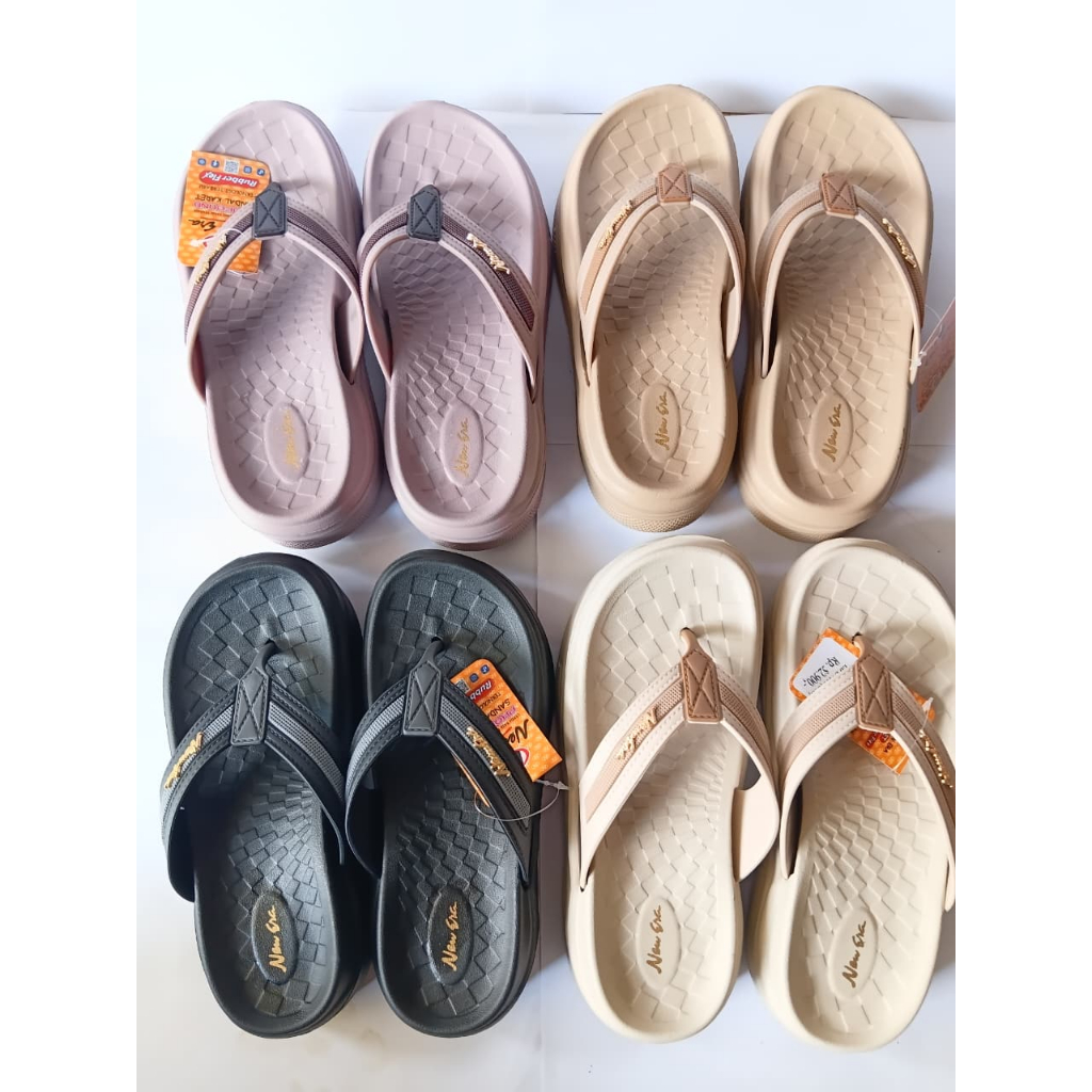 Uk. 36-40 Hak tinggi. 3-4cm NEW ERA LB E9178 Sandal Wanita Dewasa Slip On Karet Ringan Empuk Berkual