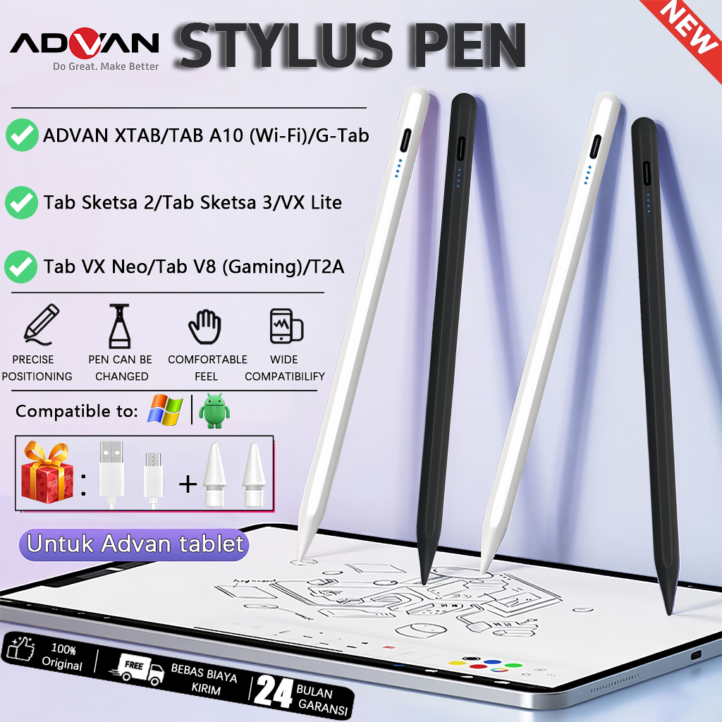 [100% ori] Advan Stylus Pen Universal Compatible for iPad Samsung Huawei IOS /Android Tablet Pencil 
