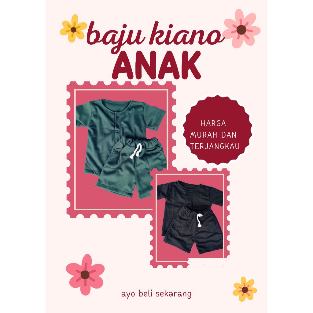 Set Kiano Babytery - Setelan Kiano Pendek 1-5Tahun / Setelan Anak Unisex Termurah