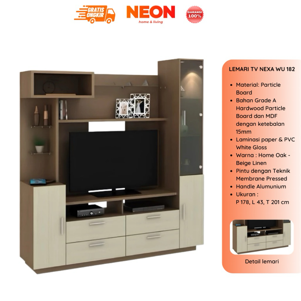NEON Lemari Partisi Nexa Wu 182 | Lemari TV