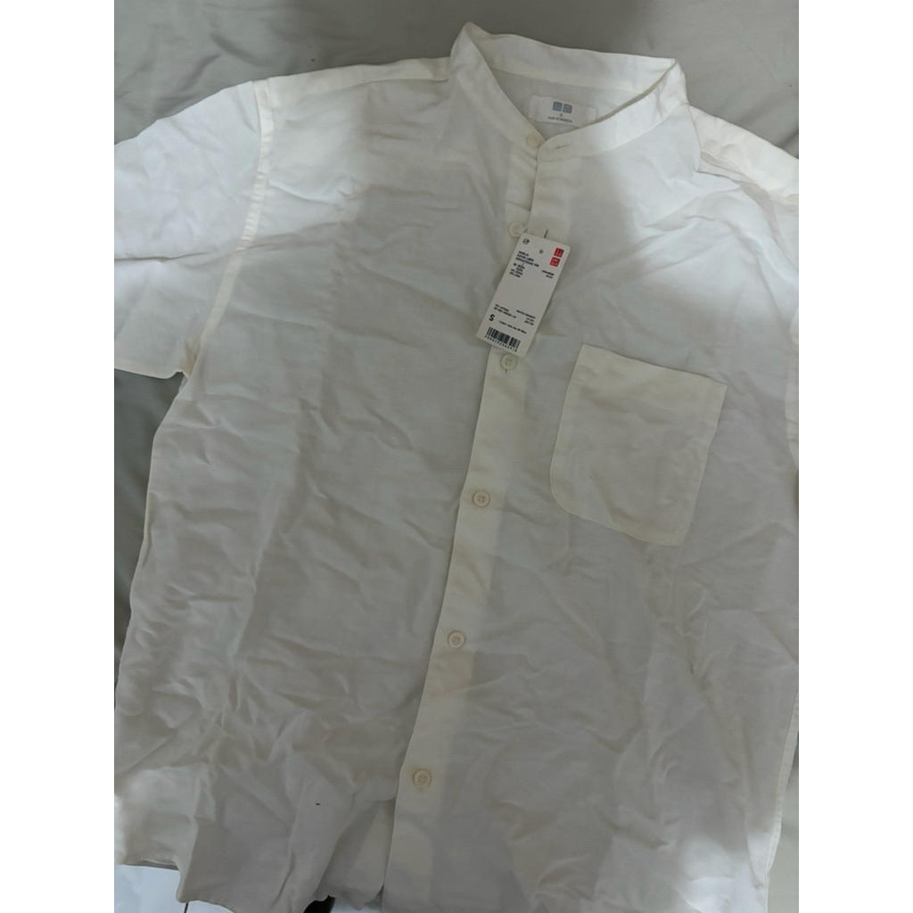 Kemeja putih katun linen uniqlo baru