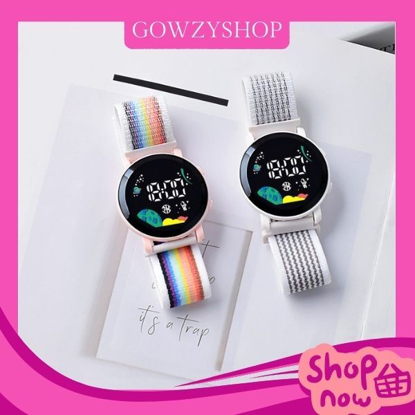 J202 Jam Tangan LED Jam Tangan Kanvas Jam bulat Digital Watch Strap Kanvas