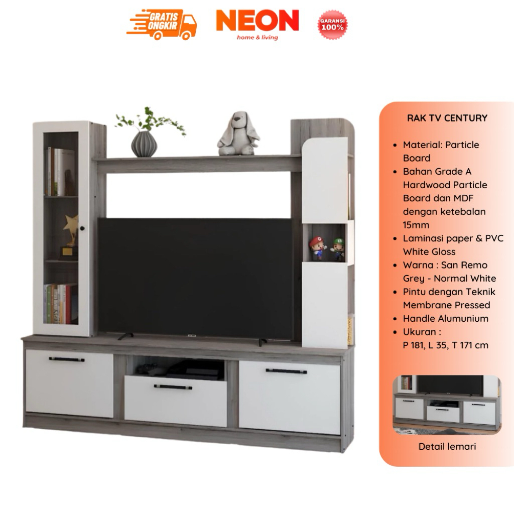 NEON Rak TV Century | Lemari TV Ruang Tamu Minimalis