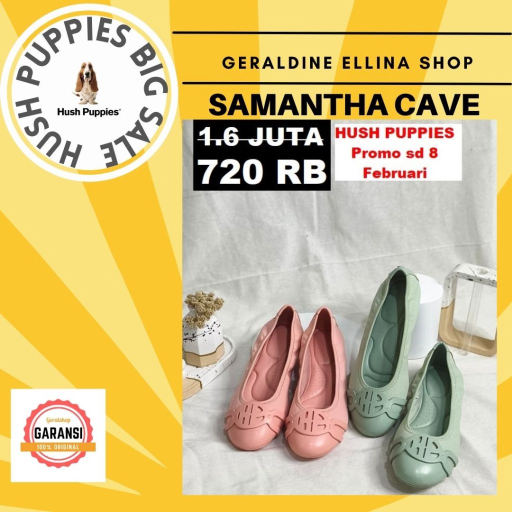 Sepatu flat shoes Wanita Hush Puppies original SALE seri SAMANTHA CAVE