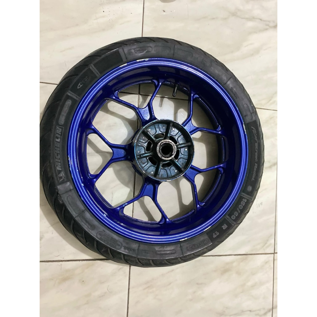 Velg equinoc 5 inch + Ban michellin street pilot 160/60-17 buat MT25/R25