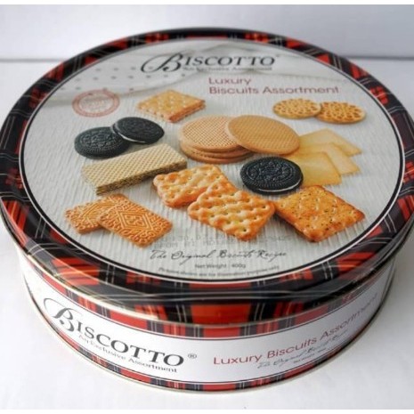 Biskuit Kaleng Bulat Biscotto Luxury 400Gr Snack Lebaran