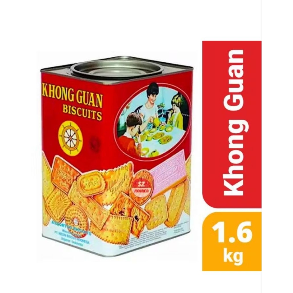 Biskuit Khong guan kaleng 1600gram murah exp 2027
