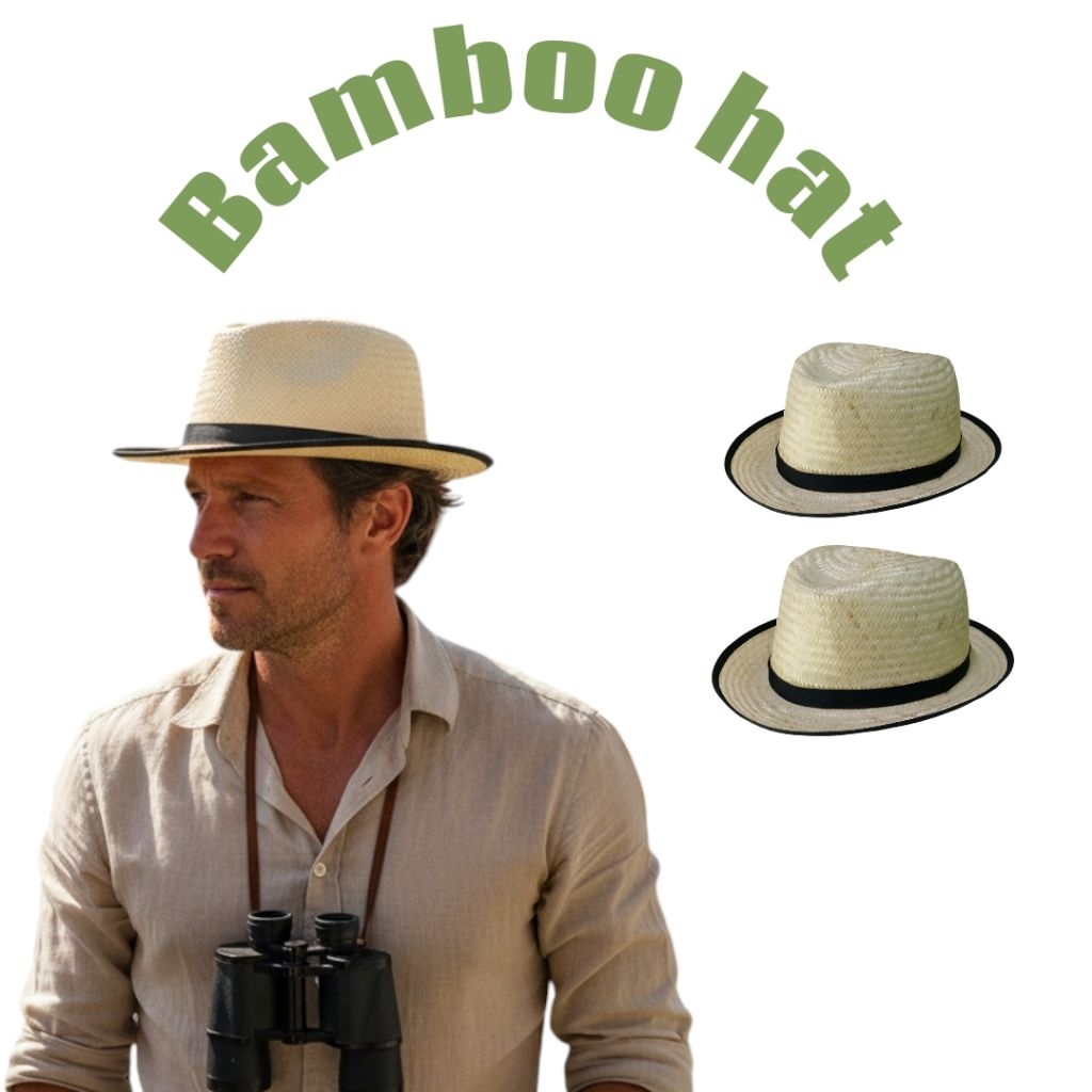 topi bambu vidora tinggi kepala 9 cm lebar daun topi 6 setengah cm lingkar kepala no 4 = 62 cm beda 