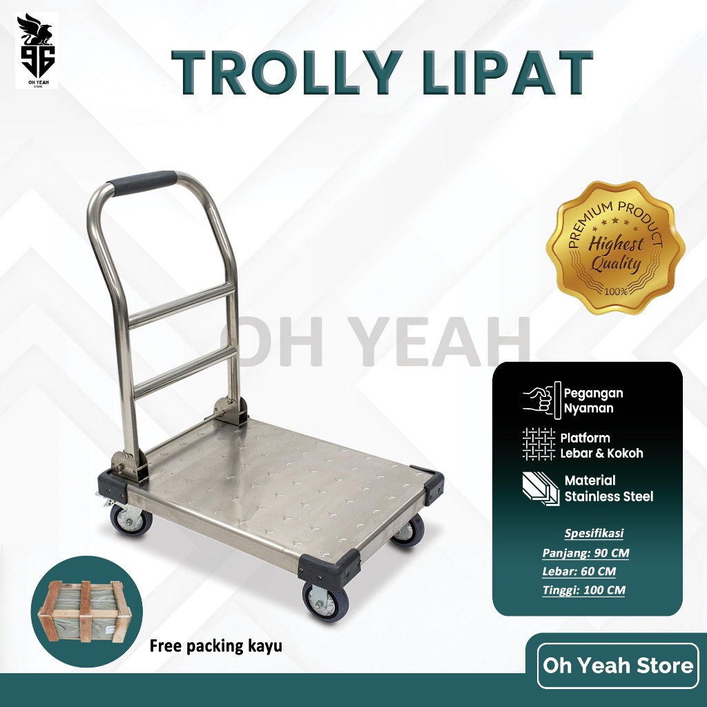 [Include Packing Kayu] Troli Dorong Barang  Praktis Kuat Kokoh Untuk Dapur MBG SPPG | Hand Truck Sta